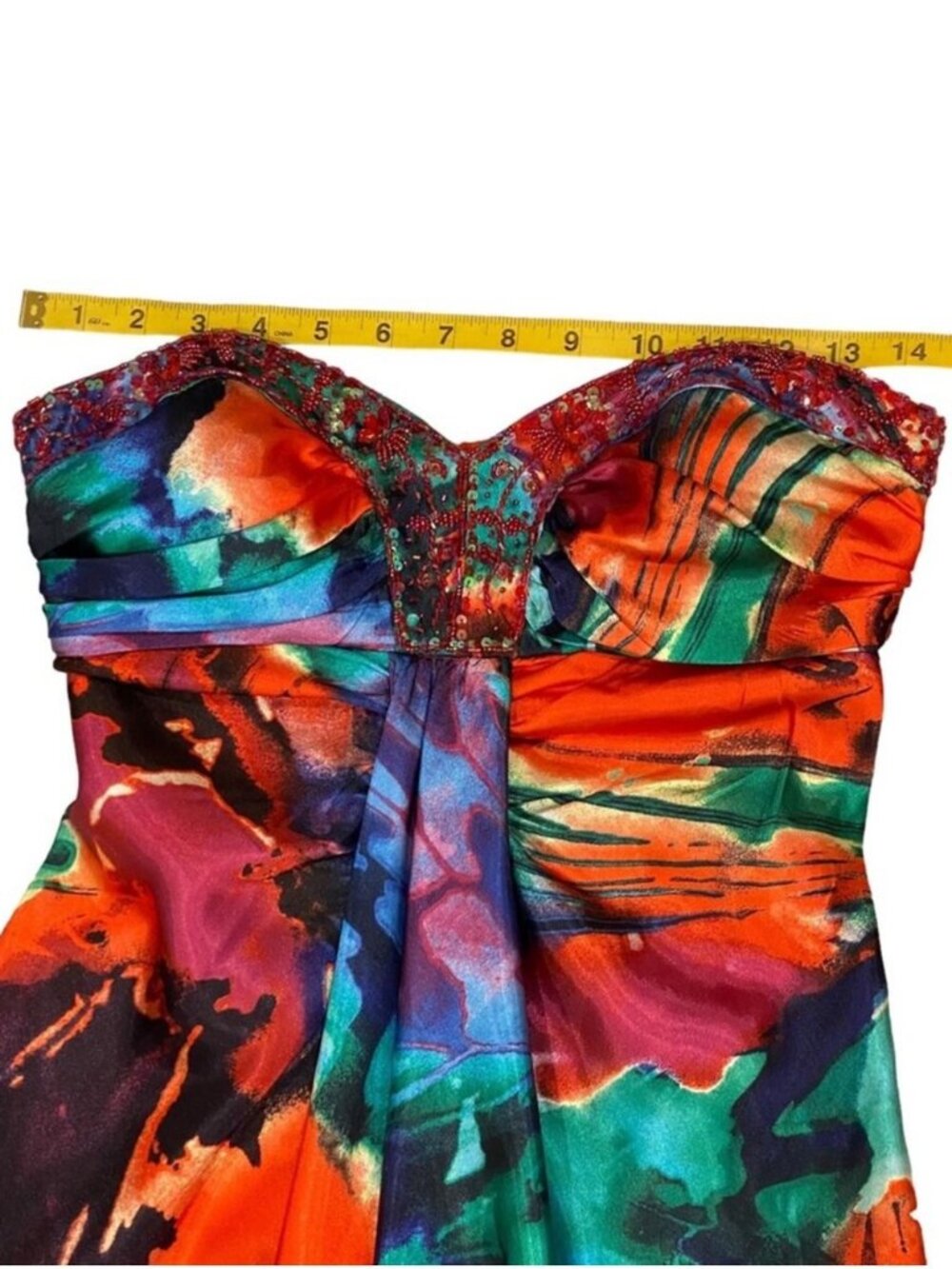 Vintage Formal Dress Small Gown Strapless Y2K Tropical Cruise Art To Wear Cruise - Picture 12 of 17